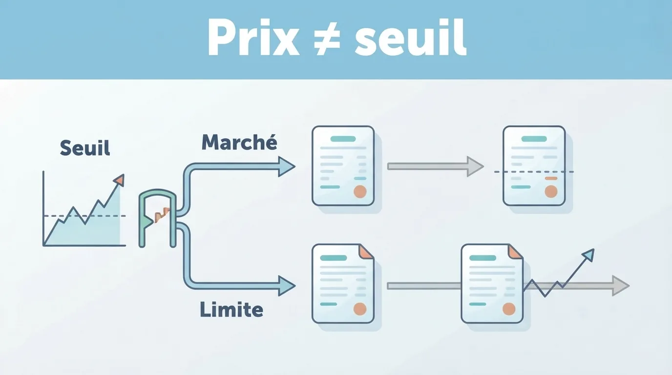 Après déclenchement, un ordre au marché peut être exécuté loin du seuil, tandis qu’un ordre limité peut rester