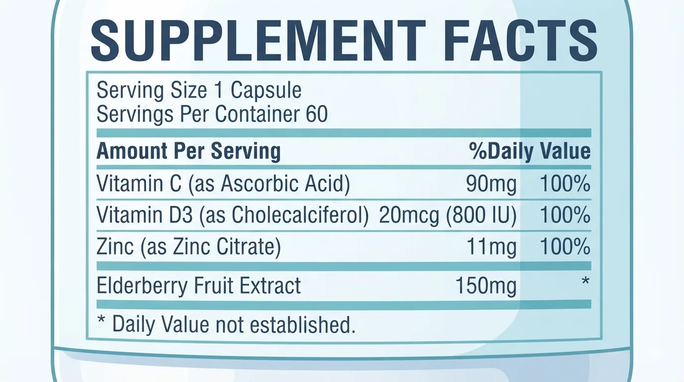 Gros plan sur le tableau nutritionnel d'un flacon d'oméga 3