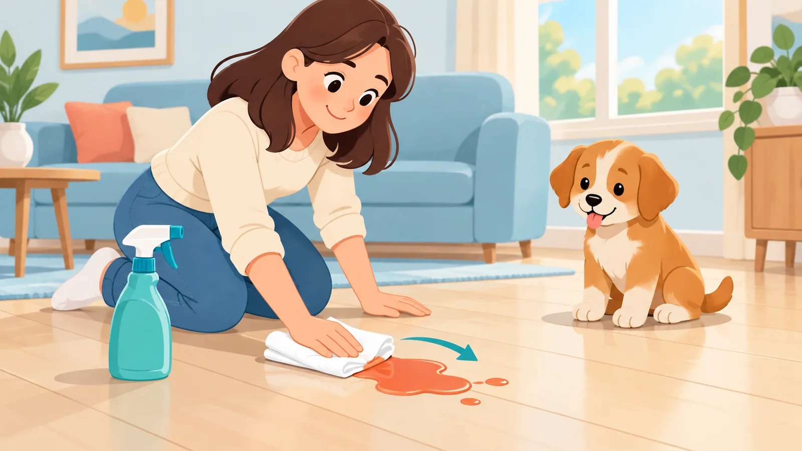 Nettoyage d’une erreur du chiot sans le gronder