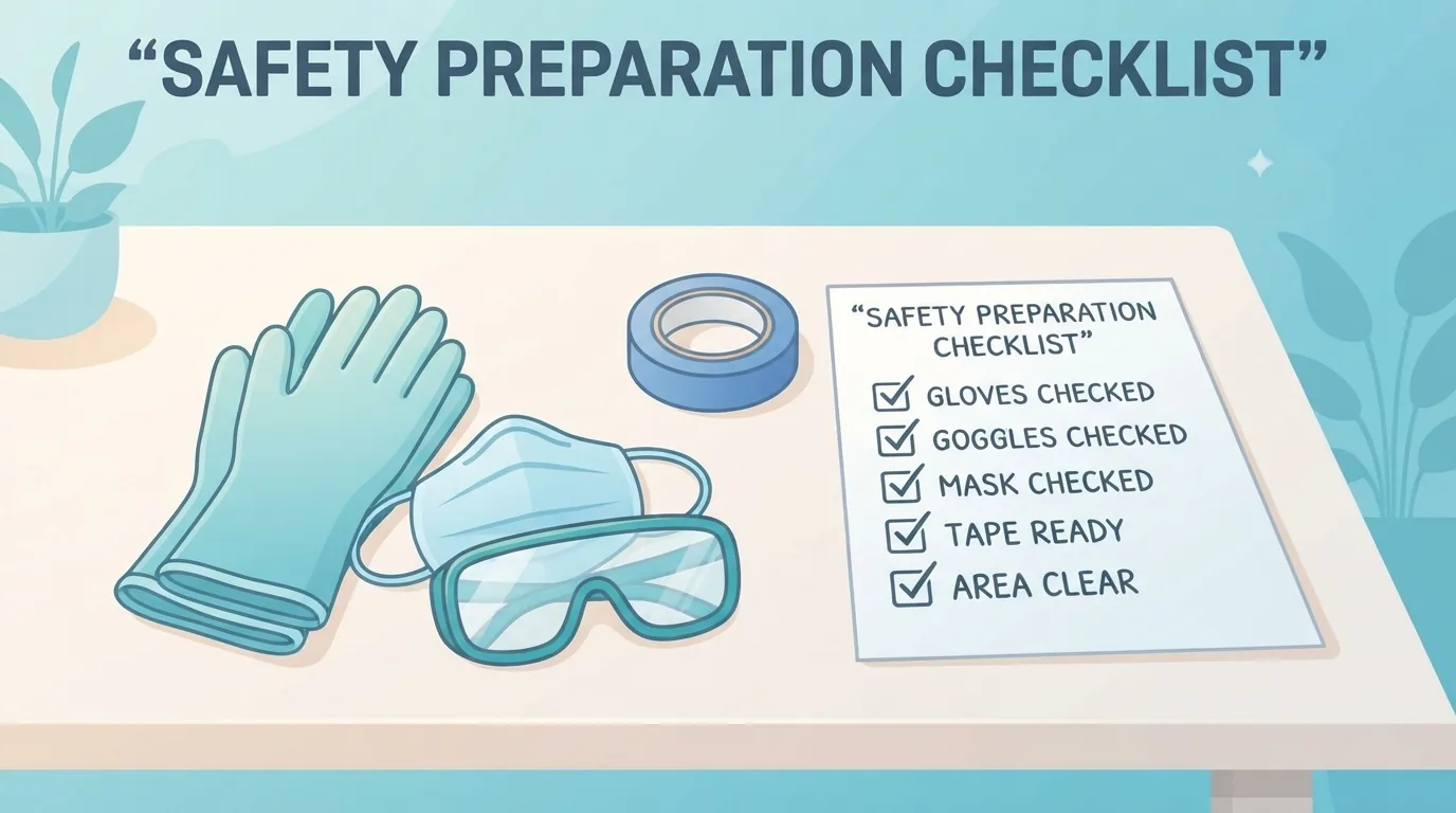 Checklist posée près des équipements de protection