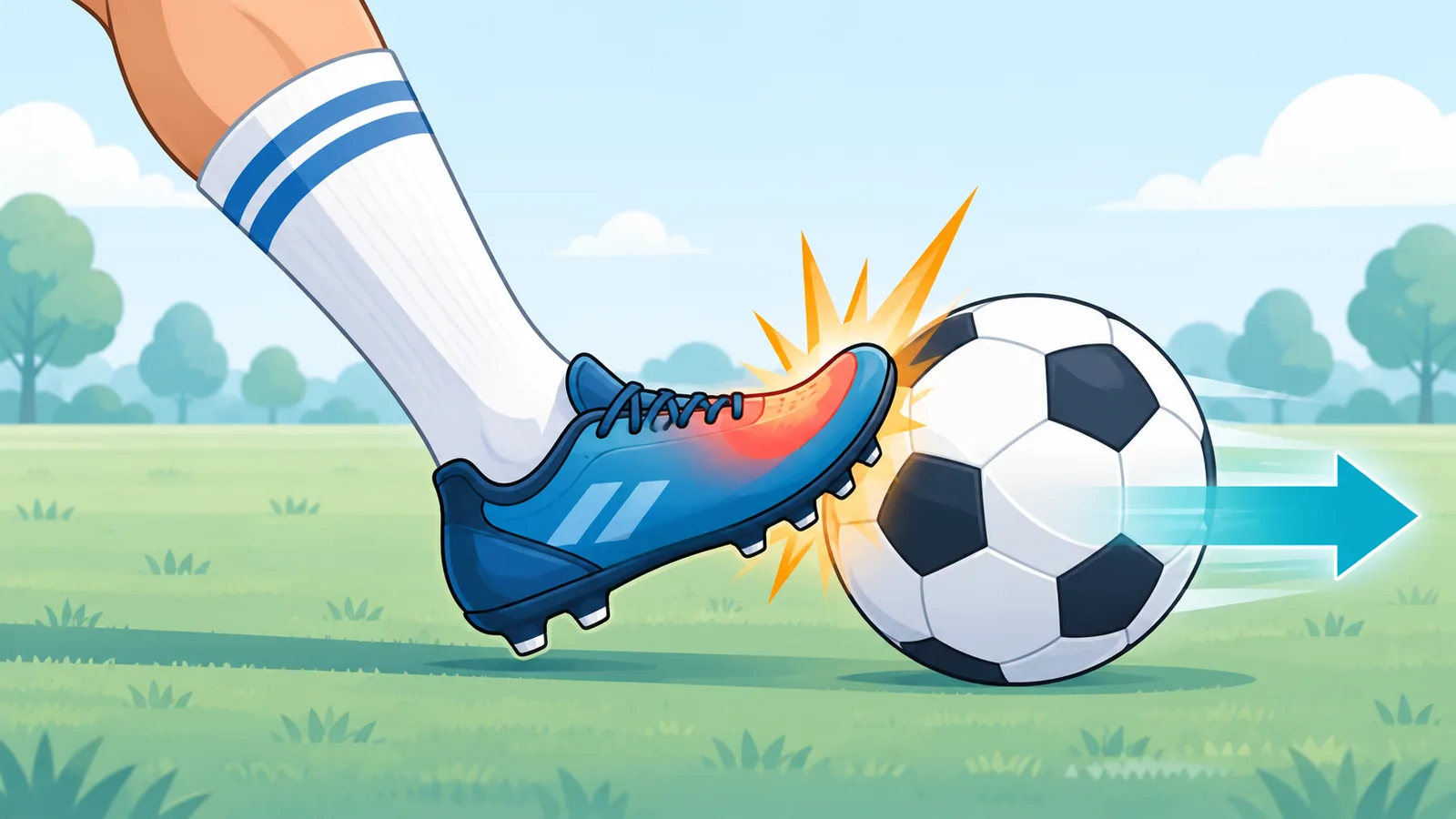 Cou-de-pied frappant un ballon de football