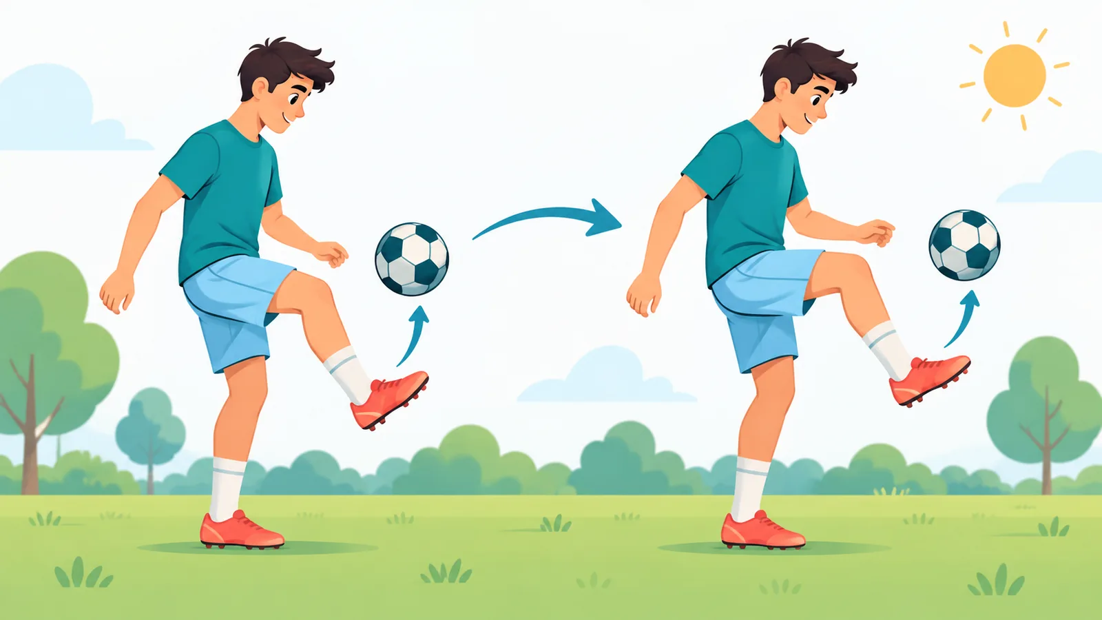 Joueur enchaînant deux touches avec le ballon