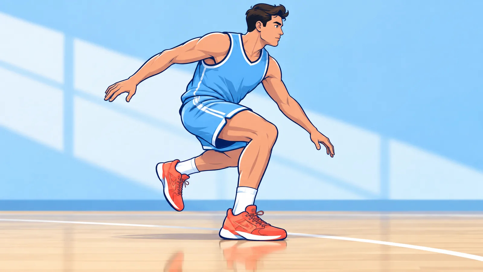 Joueur de basket en réception de saut