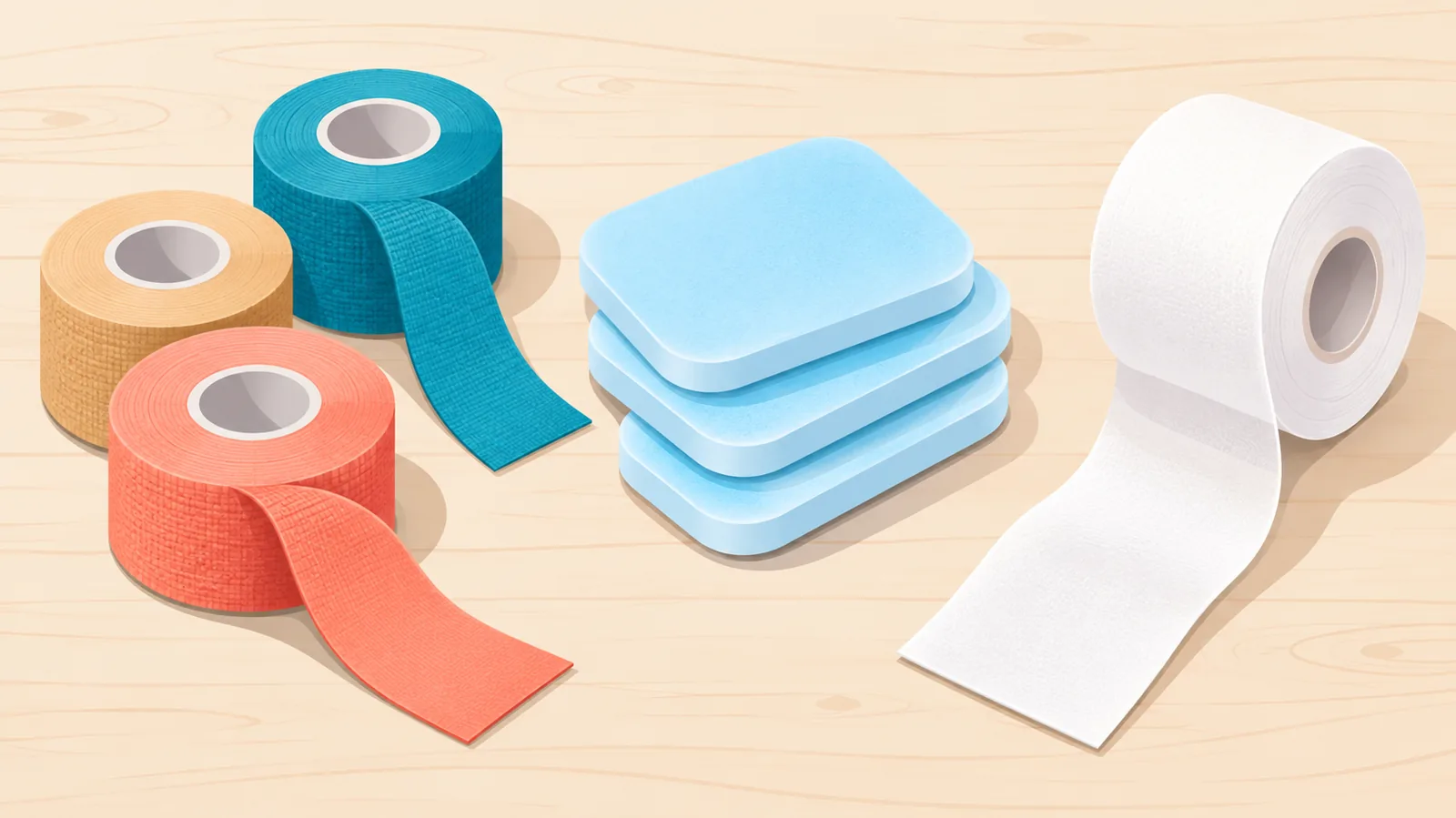 Matériel de strapping posé sur une table