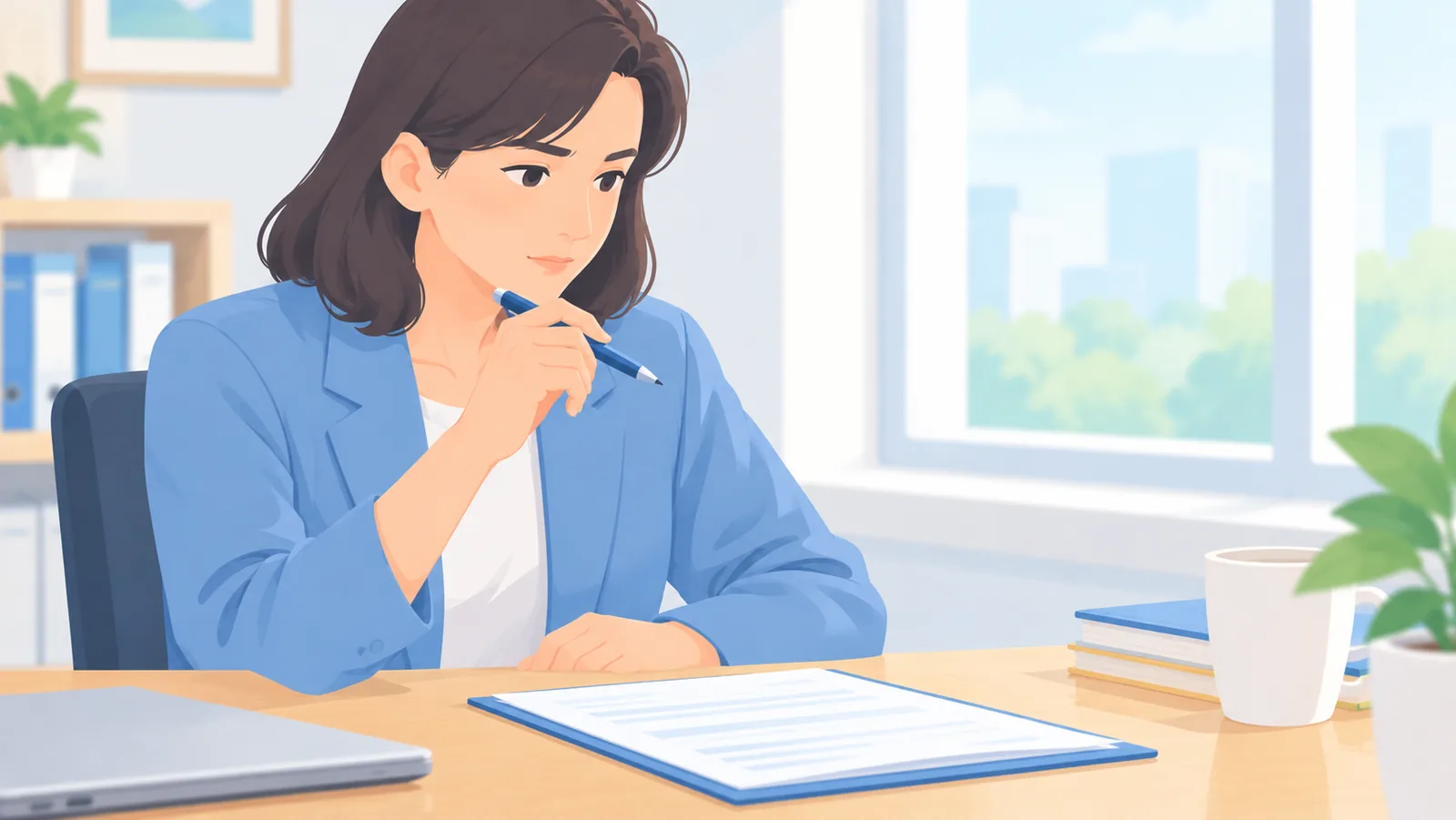 Une personne hésite avant de signer un contrat