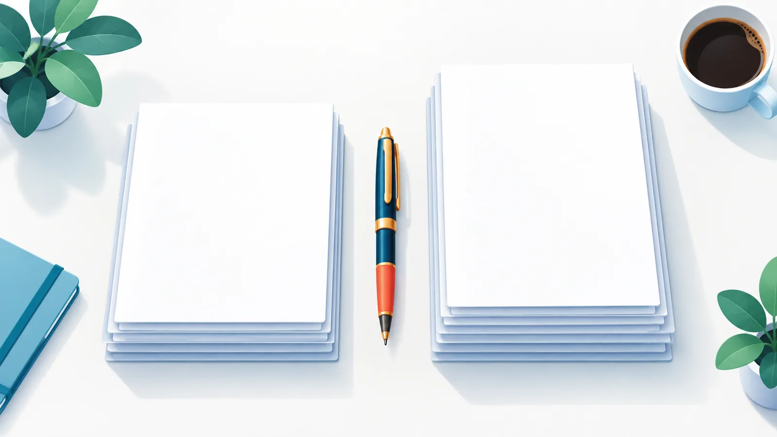 Deux piles de documents côte à côte illustrant la comparaison entre déduction et crédit d’impôt