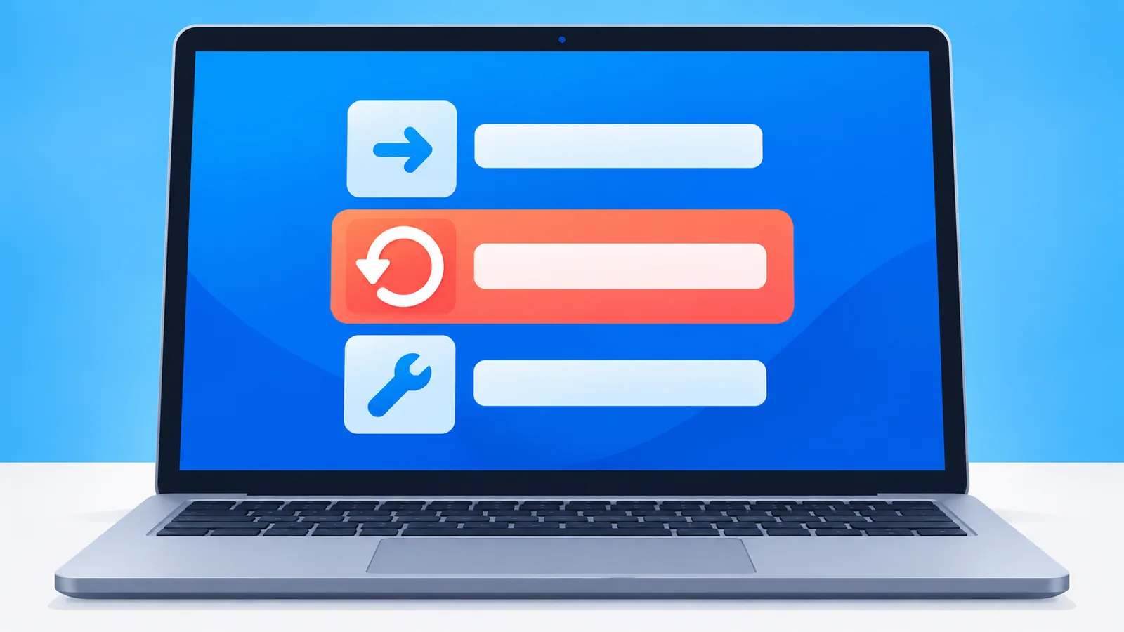 Ordinateur portable affichant le menu de récupération de Windows 11