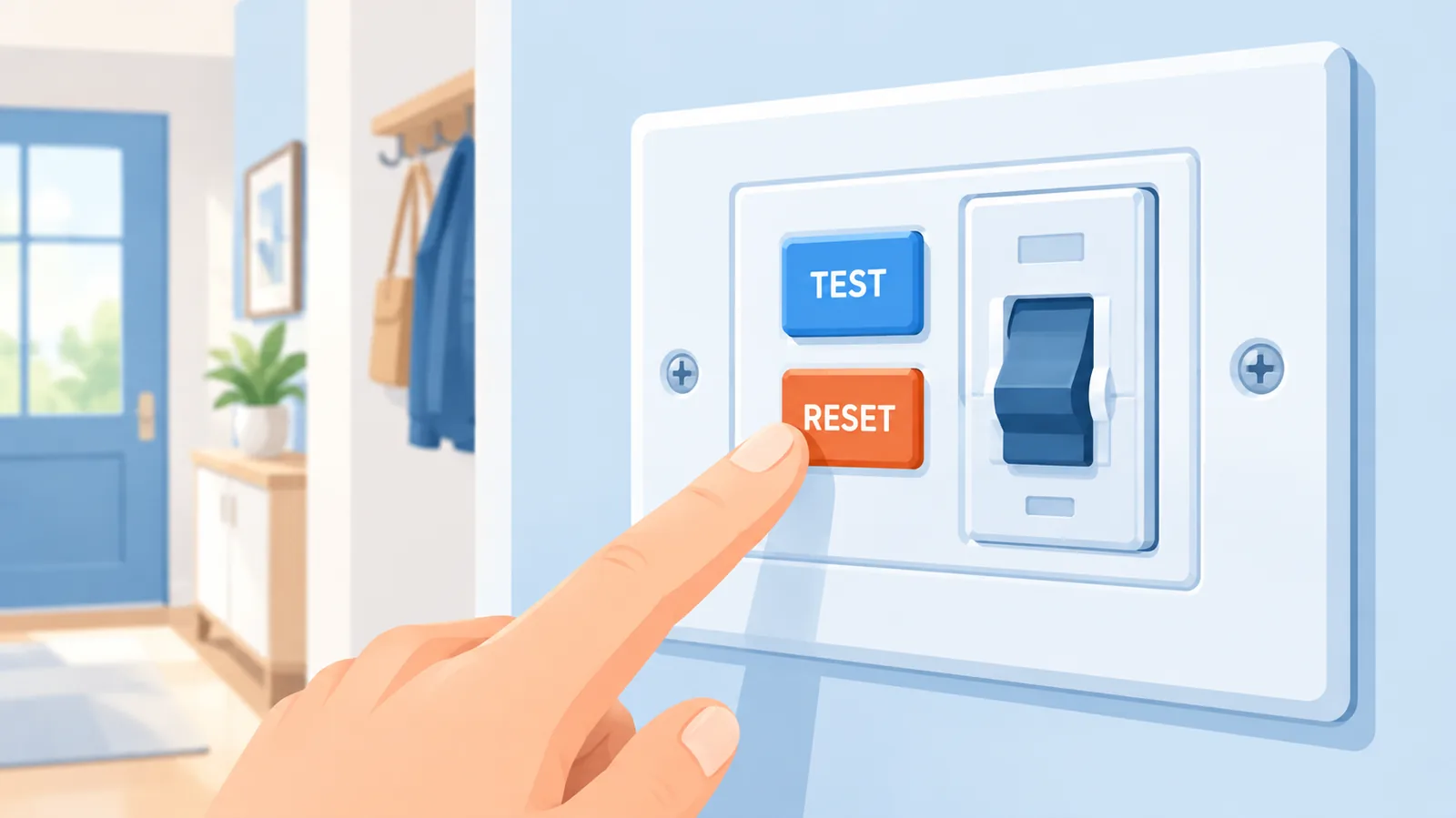 Prise avec boutons de test et dispositif différentiel dans une entrée