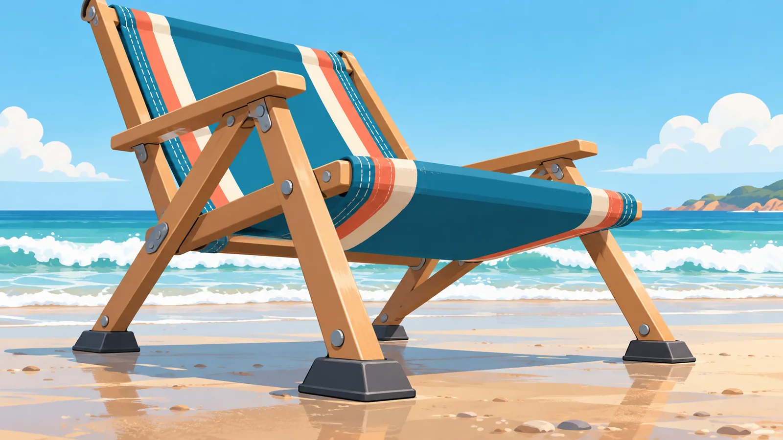 Structure robuste et coutures renforcées d’un fauteuil de plage
