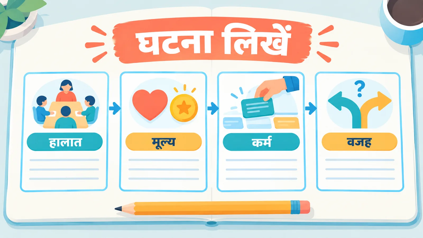 आत्मनिरीक्षण के चार खाने: परिस्थिति, महत्वपूर्ण बात, वास्तविक व्यवहार और दूसरे संभावित कारण
