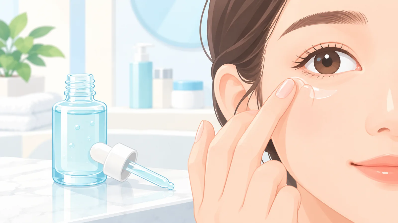 Serum mata ditepuk lembut di area bawah mata