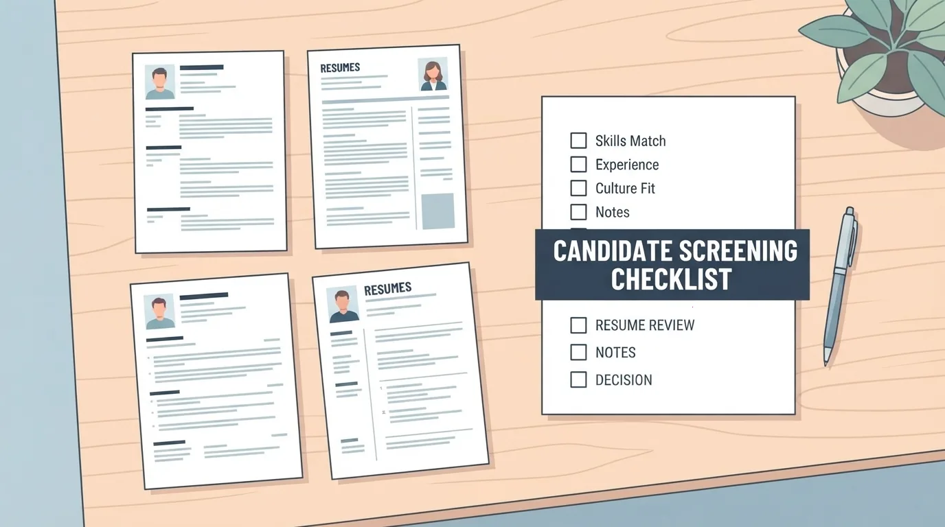 Manajer perekrutan menyaring CV pelamar dengan daftar periksa