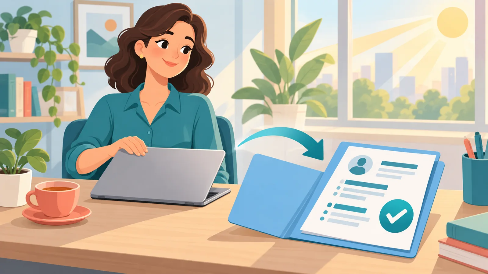Profesional dengan resume yang sudah selesai dan siap dikirim