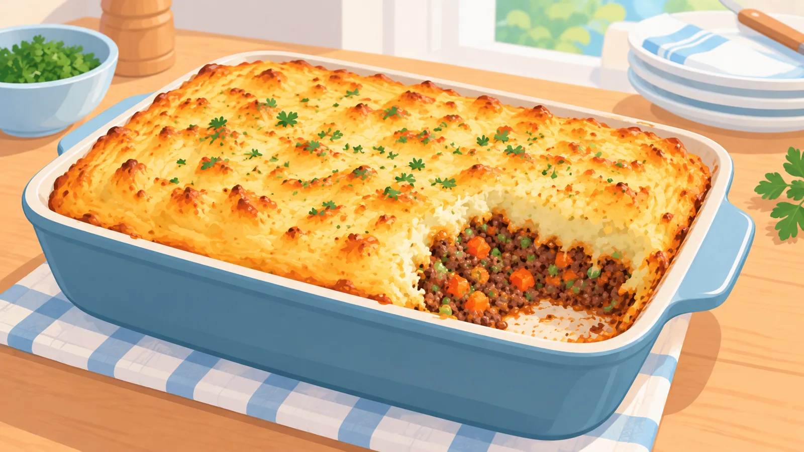 Shepherd’s pie di loyang dengan isian daging