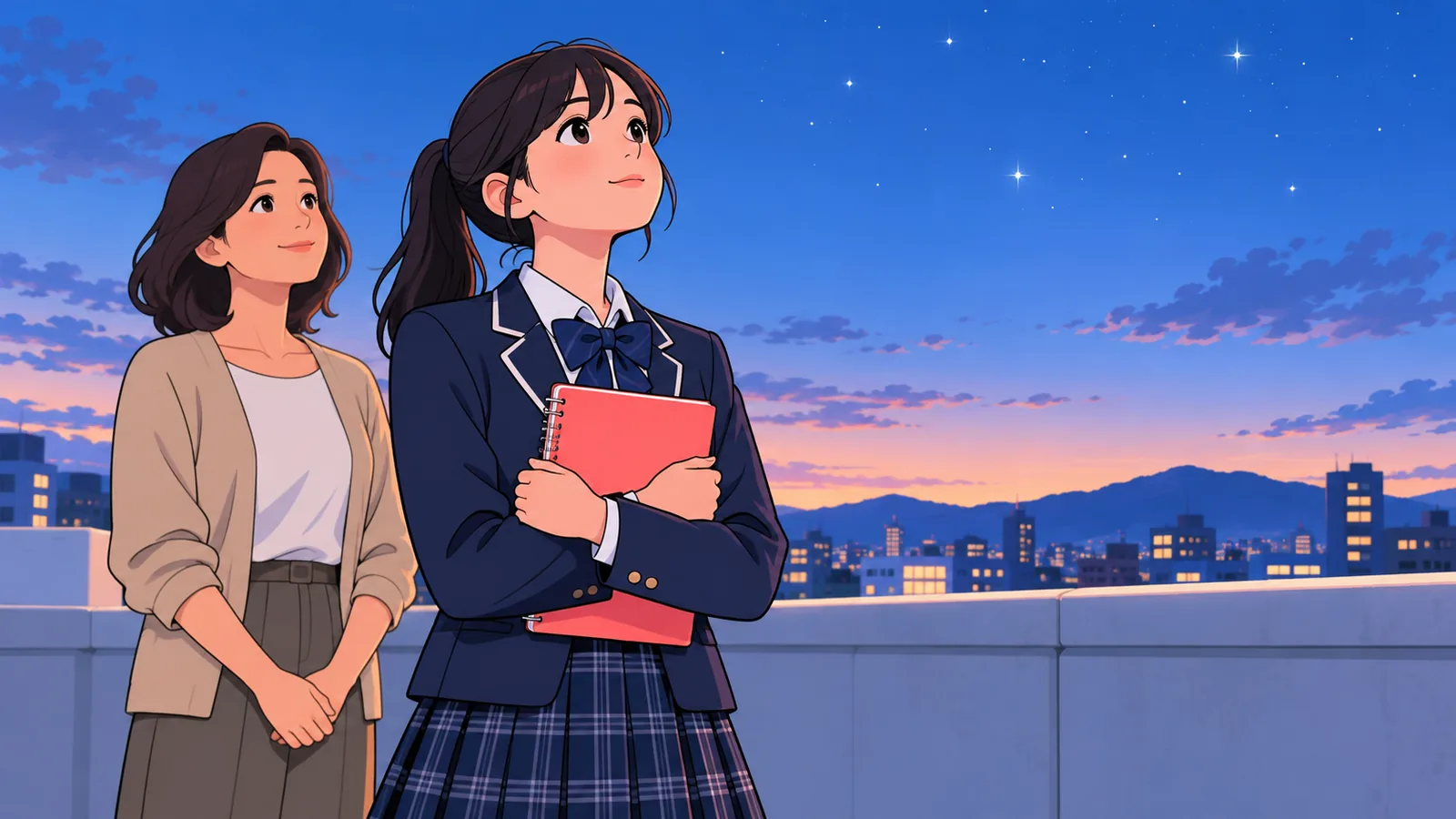 Siswa kelas 12 memandang langit malam penuh bintang