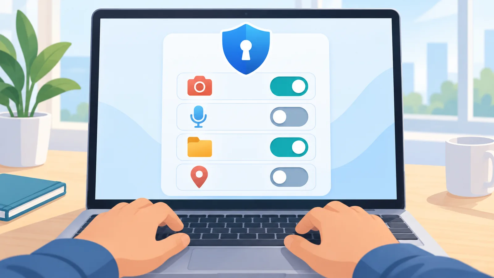 Panel izin privasi sistem pada laptop
