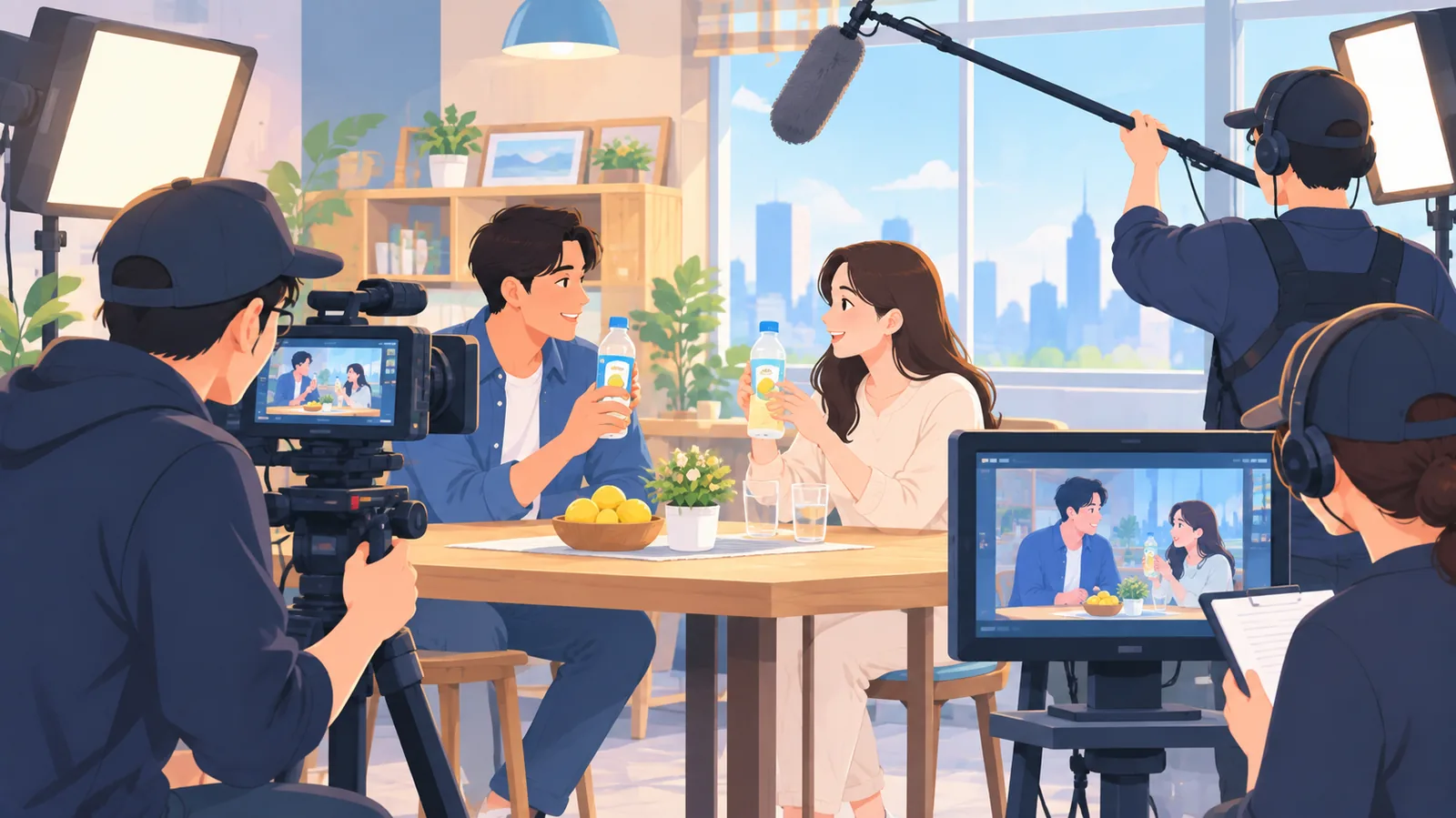 Set film dengan properti merek untuk product placement