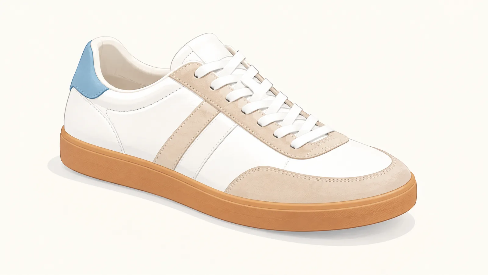 Sneakers retro ramping dengan overlay suede dan sol karet gum