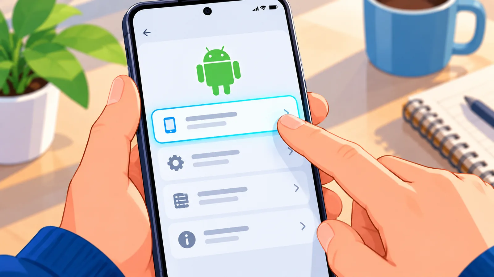Layar pengaturan Android menampilkan informasi versi sistem