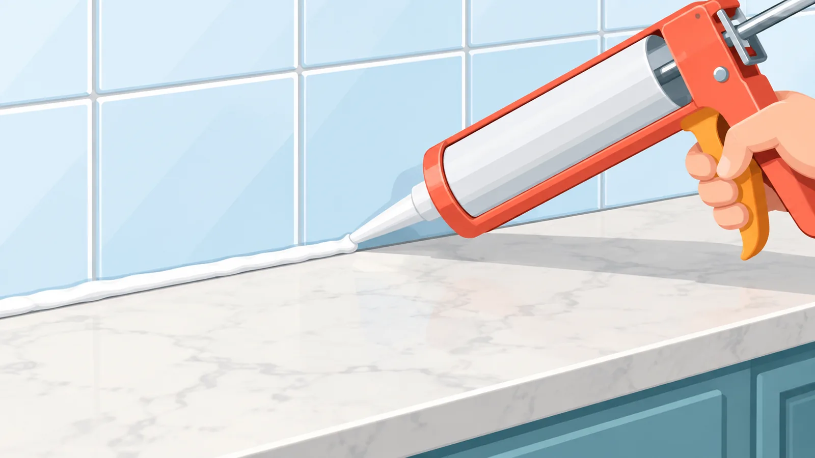Mengisi celah countertop dengan kaulk