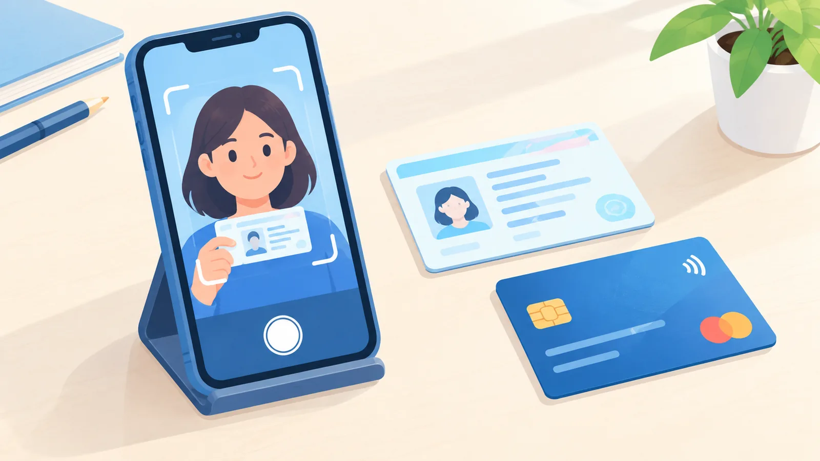 Dokumen identitas dan ponsel disiapkan untuk verifikasi akun