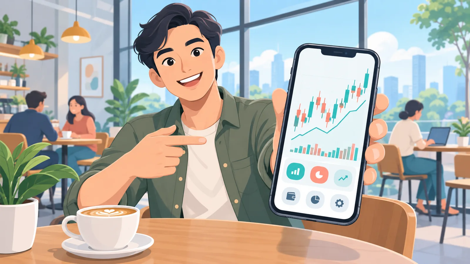 Investor Indonesia membuka aplikasi sekuritas di ponsel untuk membeli ETF