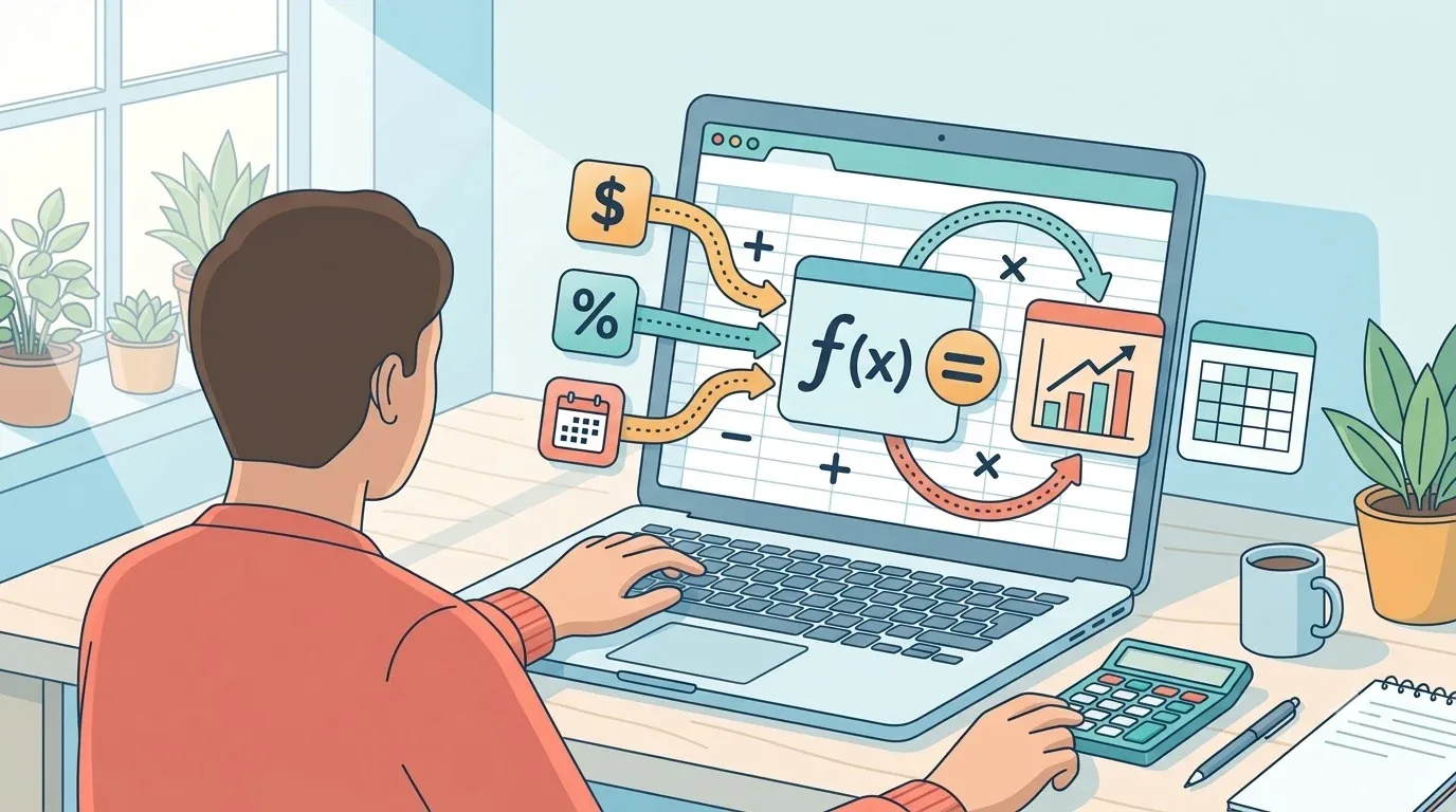 Lembar kerja Excel dengan sel input bunga dan jumlah tahun