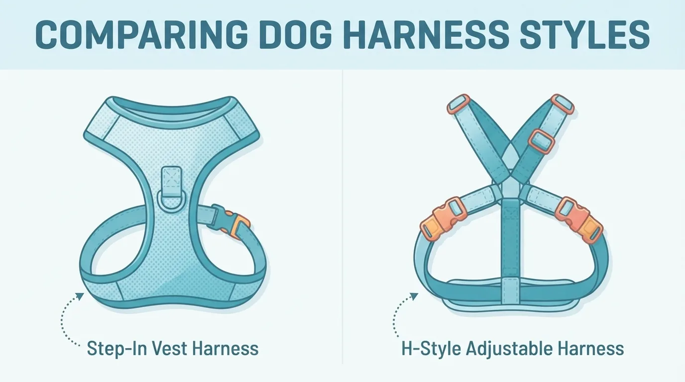 Dua harness anjing dibandingkan berdampingan