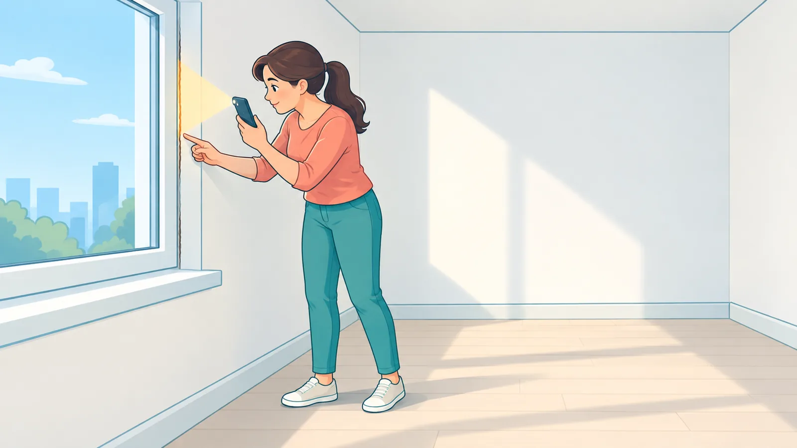 Calon penyewa memeriksa kondisi kamar apartemen saat survei