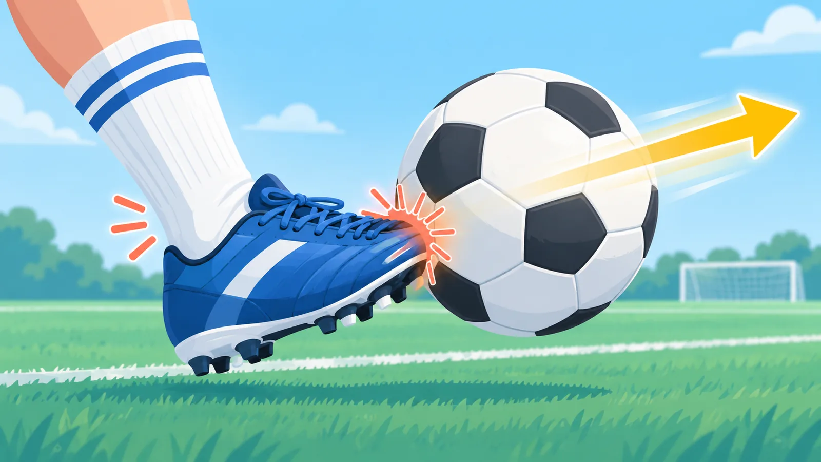 Close-up punggung kaki menyentuh bagian bawah-tengah bola
