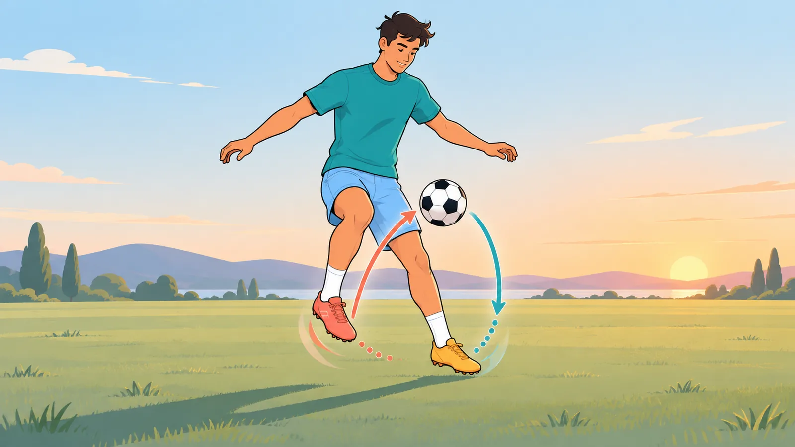 Pemain berganti kaki kanan dan kiri saat juggling