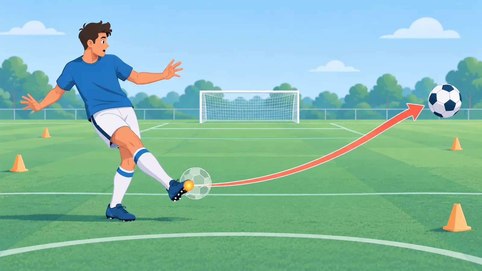 Bola lari ke samping setelah sentuhan yang tidak tepat