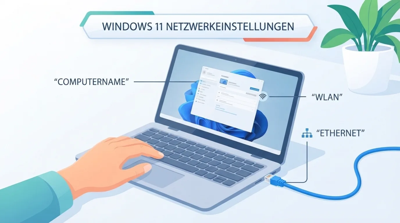 Pengguna mengoperasikan laptop Windows dengan jendela pengaturan terbuka