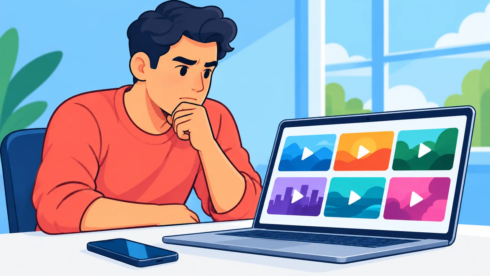 Pengguna memilih layanan cloud storage untuk video di laptop