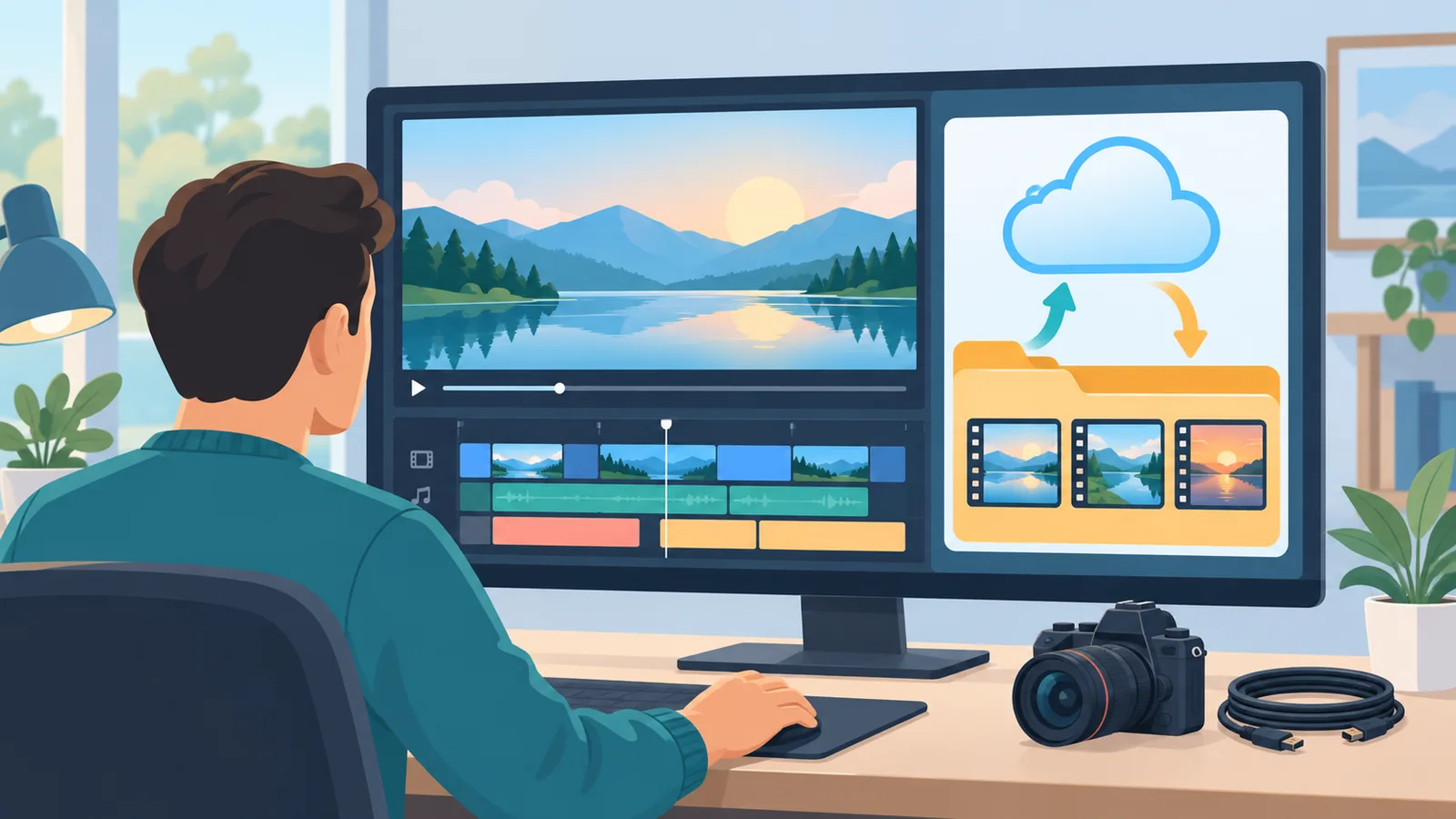 Pembuat video memutar arsip video besar dari cloud