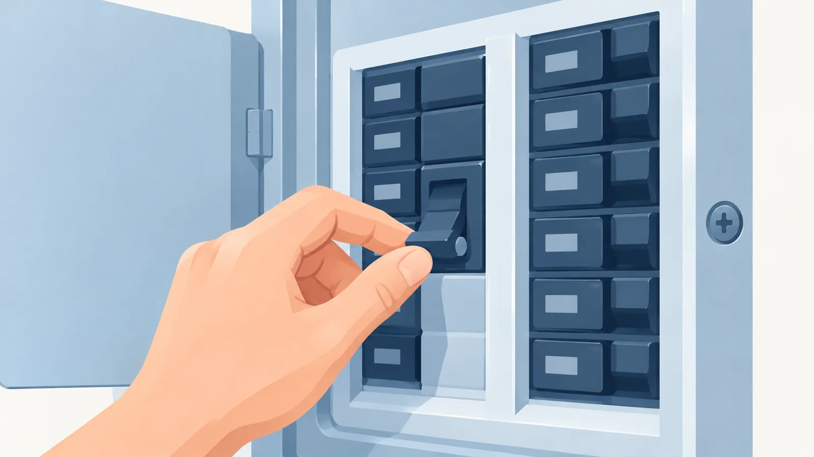 Tangan menurunkan handle breaker ke posisi OFF