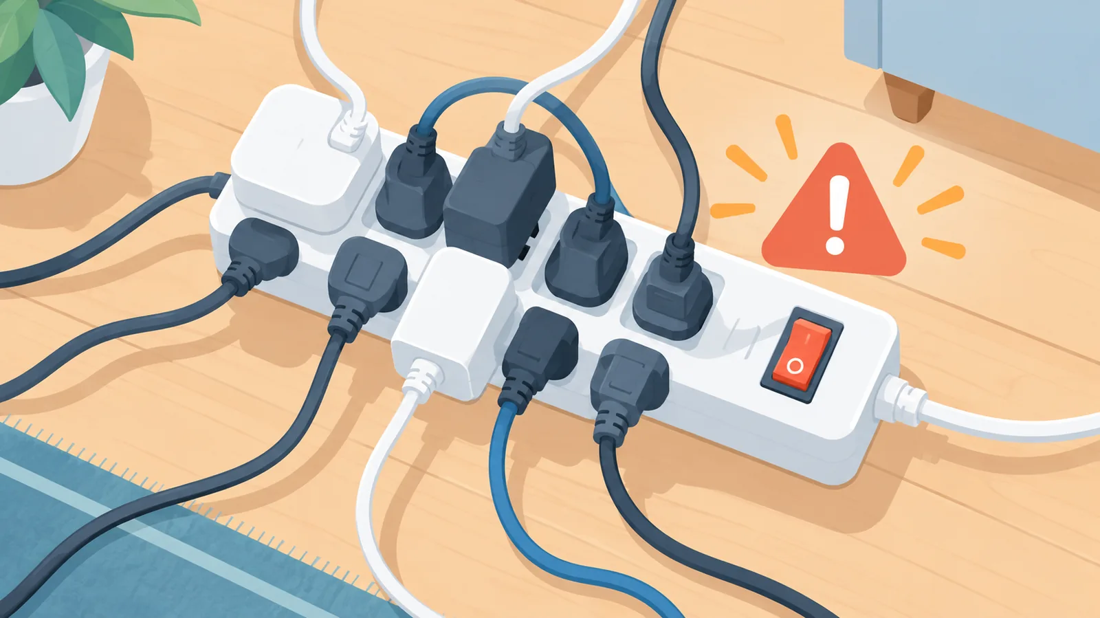 Kabel penghubung dengan terlalu banyak colokan