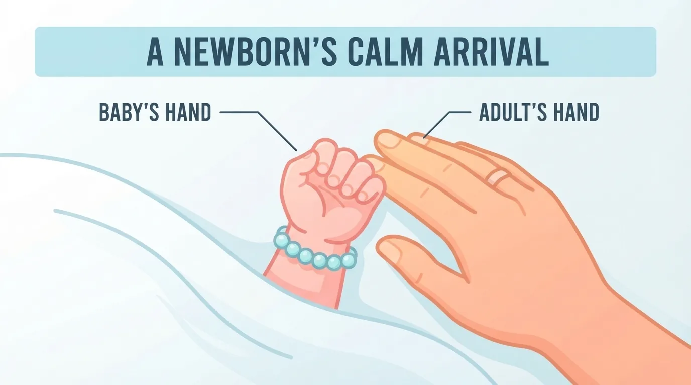 Mano di un neonato accanto a una mano adulta