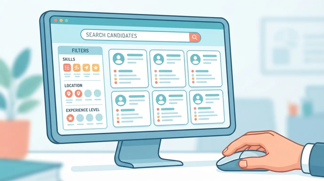 Professionista che consulta profili di candidati su un portatile