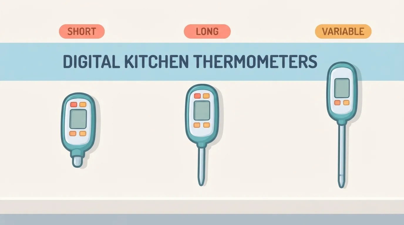 Tre termometri da cucina con sonde di lunghezza diversa