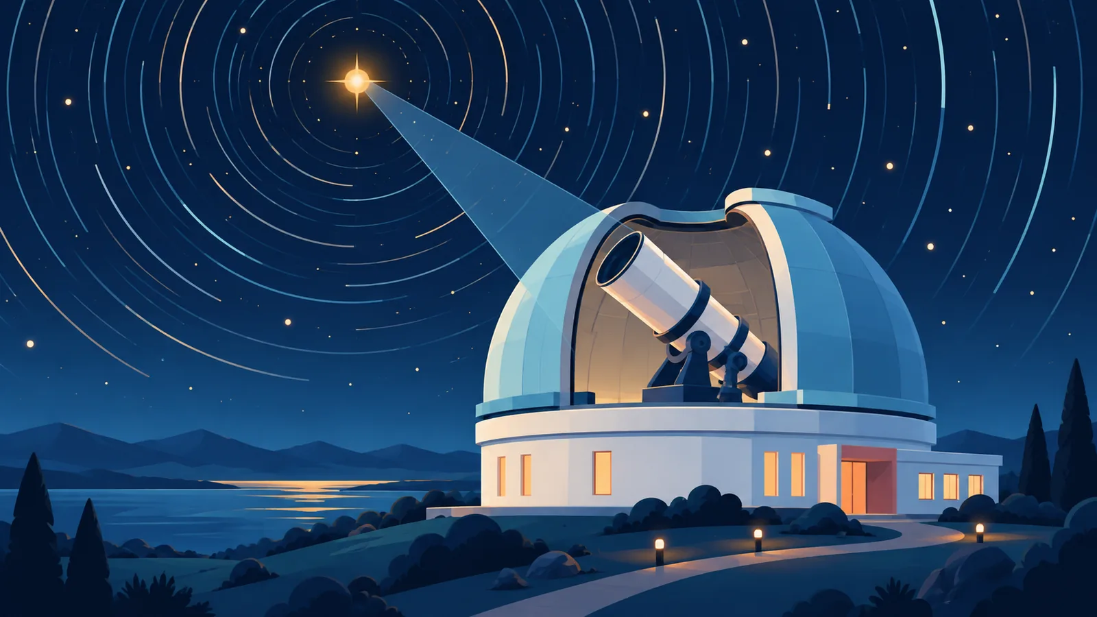 Cupola di un osservatorio sotto un cielo stellato