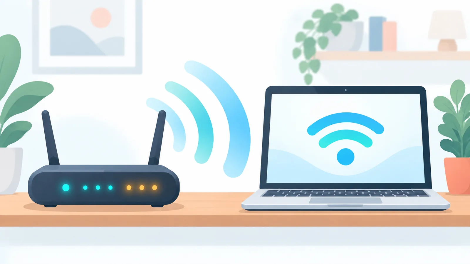 Router Wi-Fi domestico accanto a un laptop
