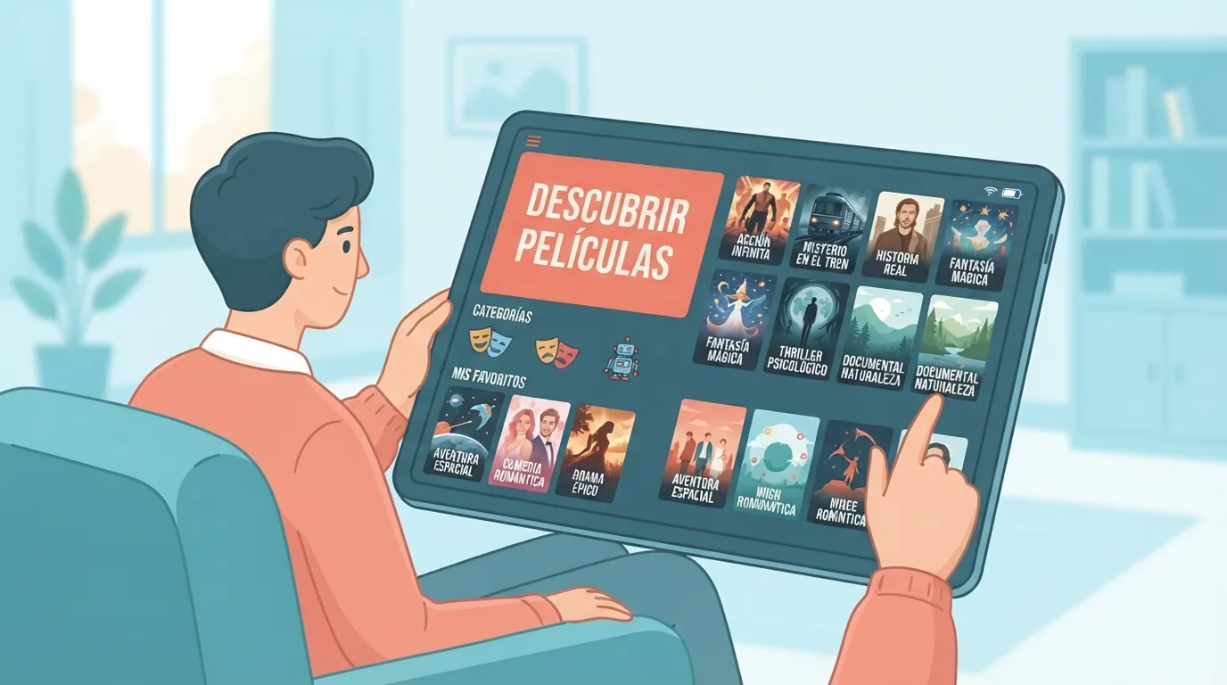 Persona che sfoglia un catalogo di film in streaming su un tablet