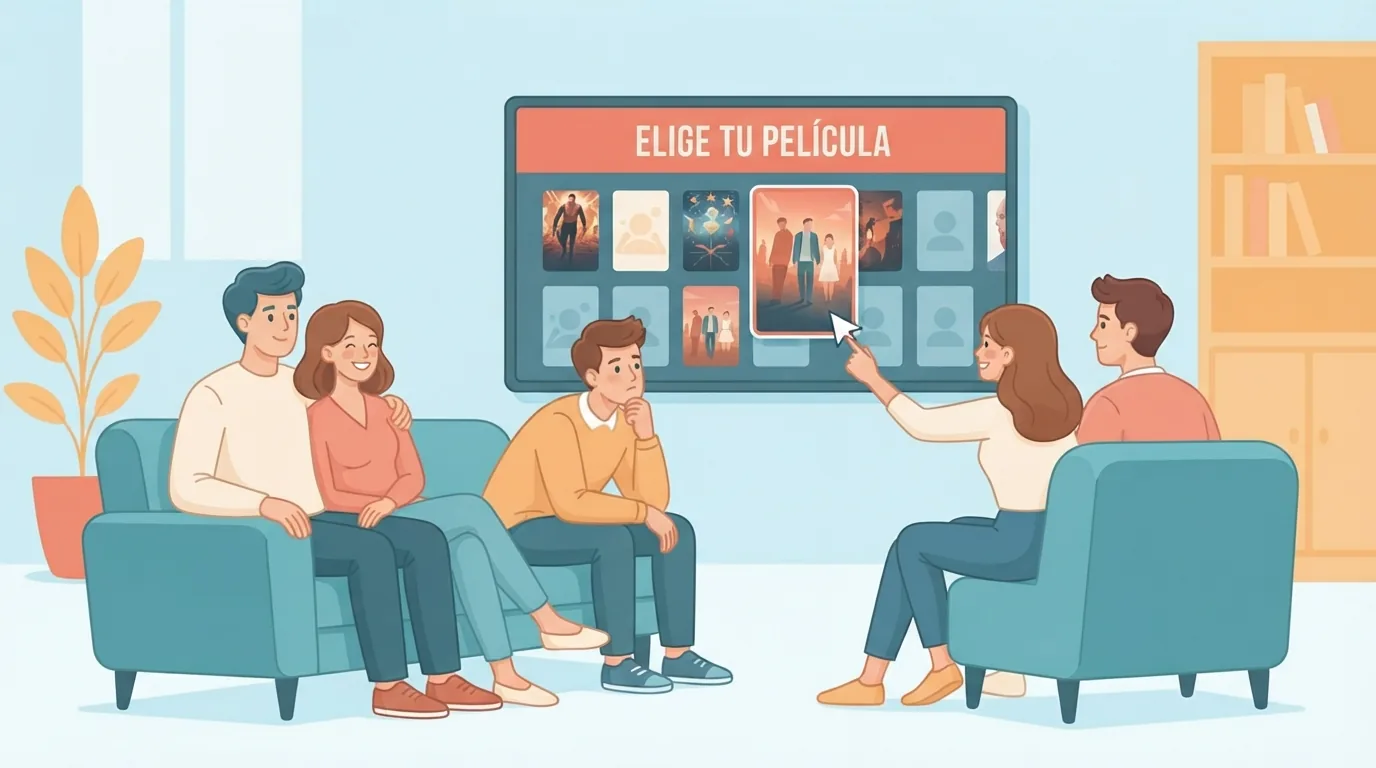 Amici sul divano che scelgono quale film guardare