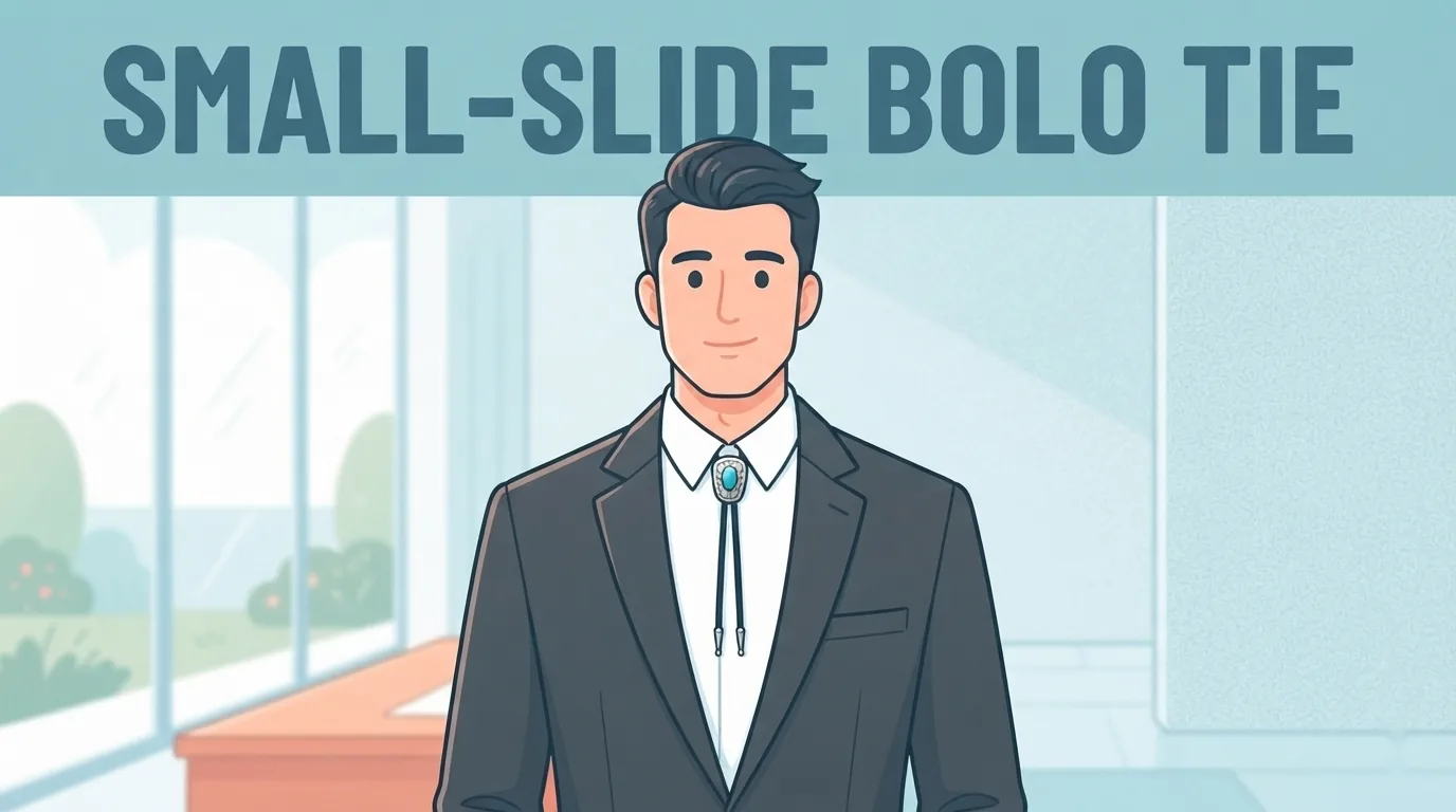 Bolo tie con fermaglio piccolo abbinato a un completo scuro