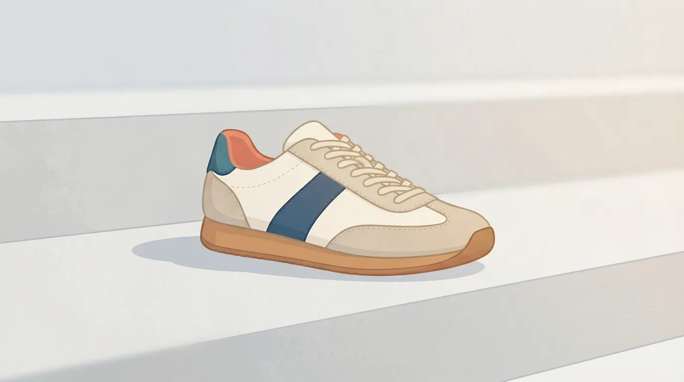 Sneaker bassa in pelle con inserti in camoscio e suola gum