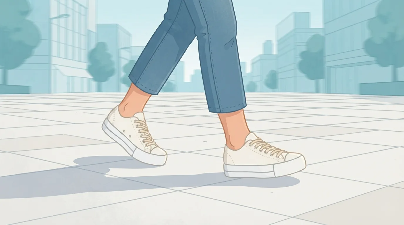 Sneaker platform in tela indossata con jeans