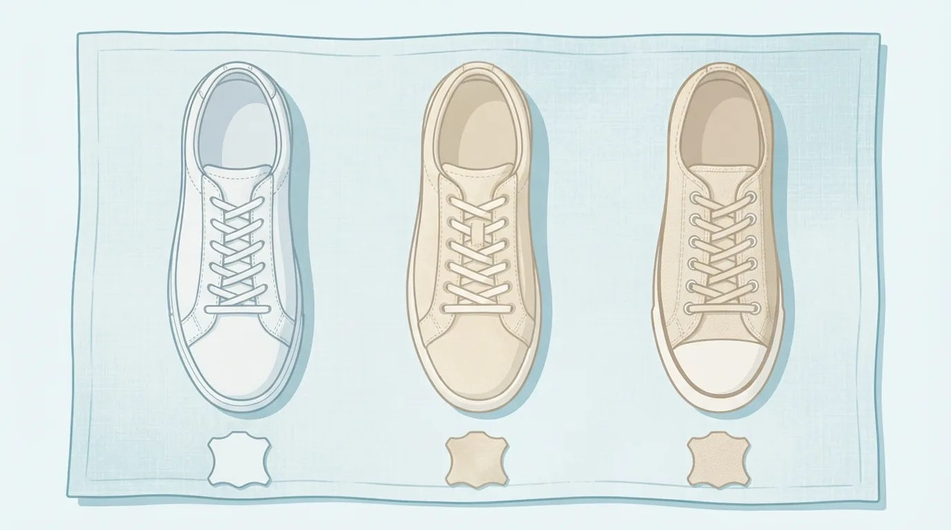 Tre sneaker nei materiali pelle, camoscio e tela