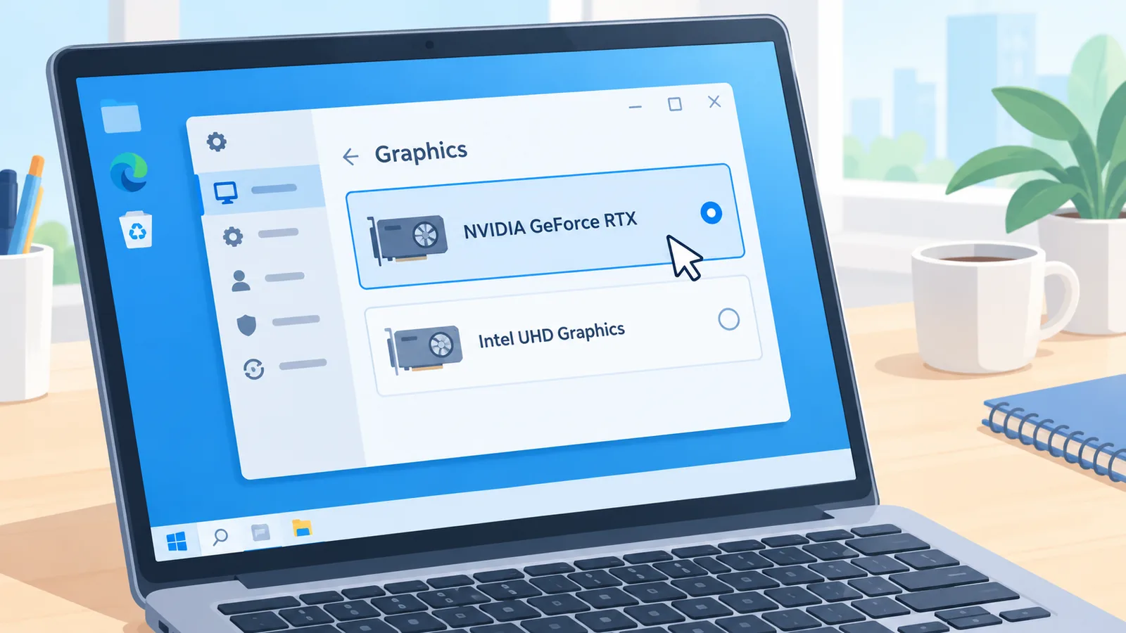 Impostazioni grafiche di Windows per scegliere la GPU dedicata