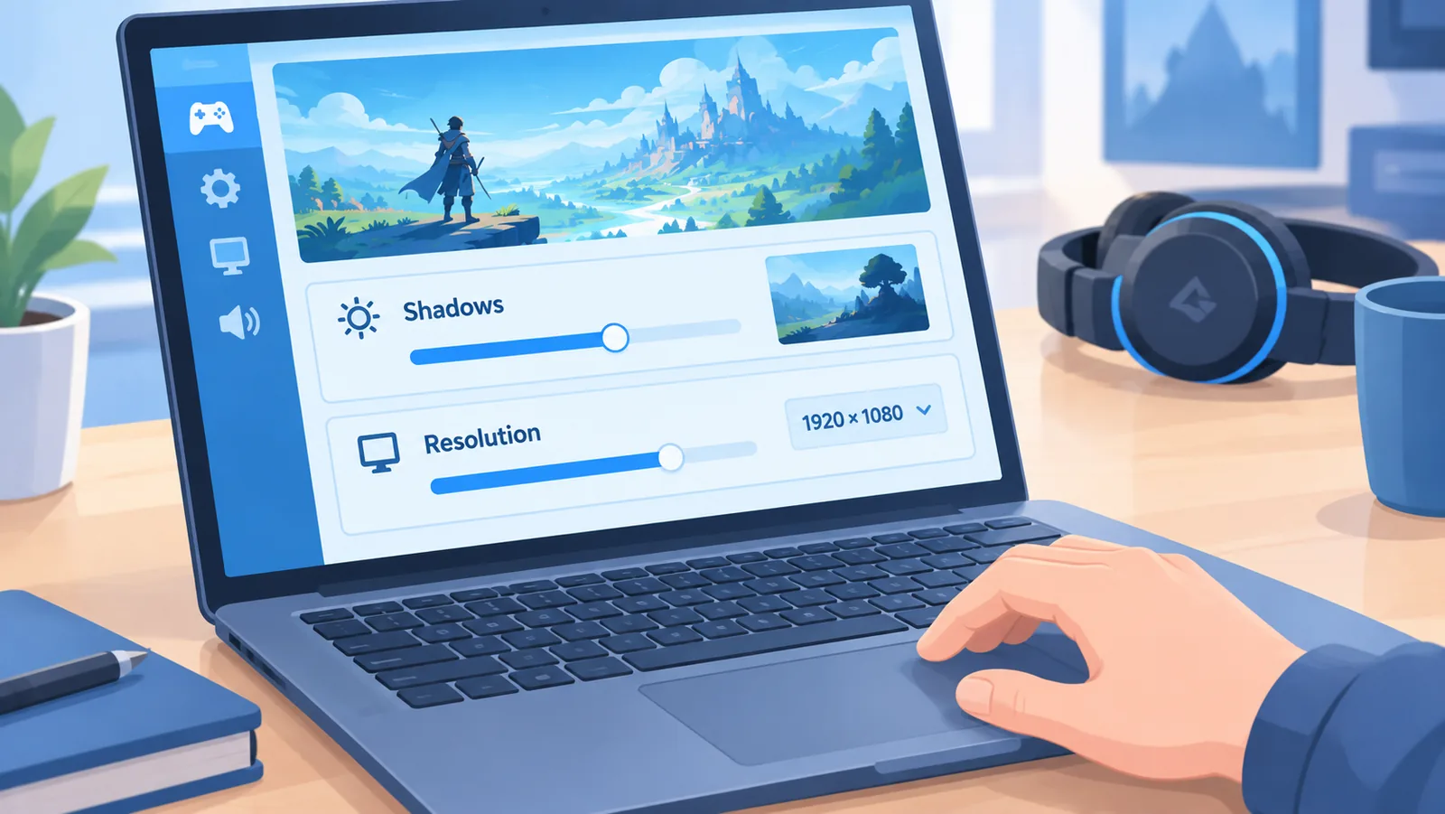 Menu delle impostazioni grafiche di un gioco su portatile